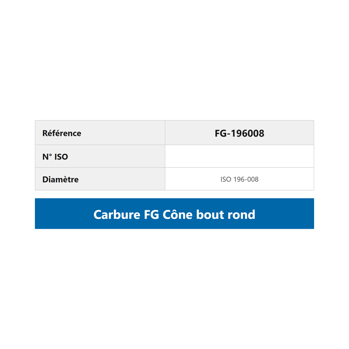 Fraise carbure FG cône à bout rond — Plaquette de 6