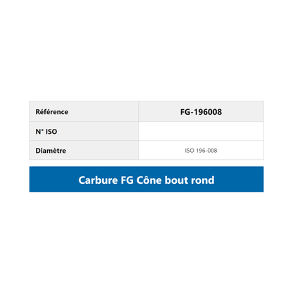 Fraise carbure FG cône à bout rond — Plaquette de 6