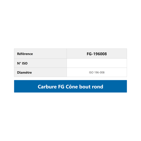 Fraise carbure FG cône à bout rond — Plaquette de 6